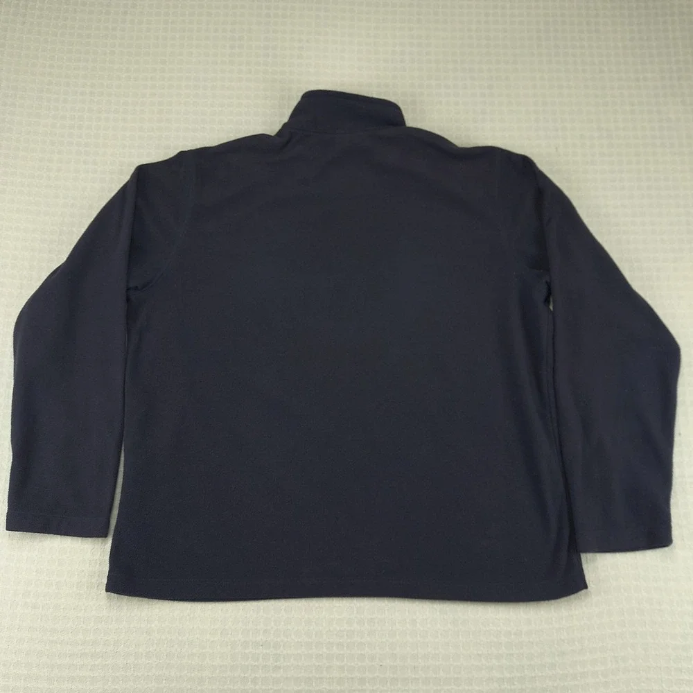Lands End Men's L Large Navy Blue ThermaCheck Nano-Tex Fleece‎ 1/4 Zip Pullover